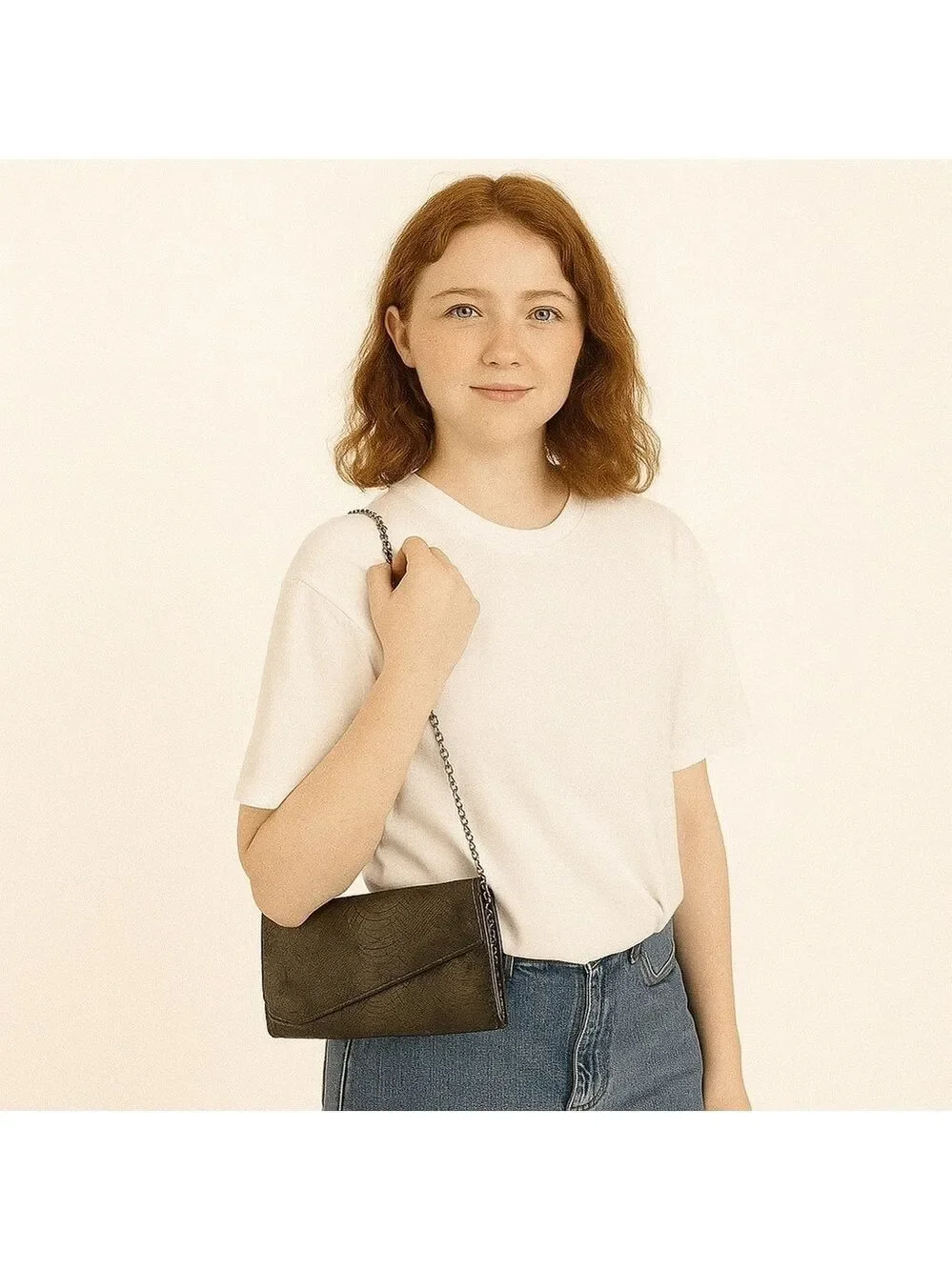 Copper Faux Animal Print Clutch/Shoulder Bag Animal Print